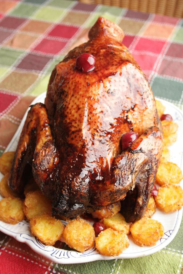 Recette de Poulet sur canette de Kriek, sauce cerise et cannelle