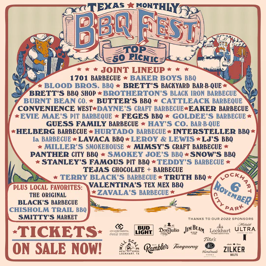 Le Pic-Nic du Texas Monthly BBQ Fest à Lockhart, TX, Nov 2022