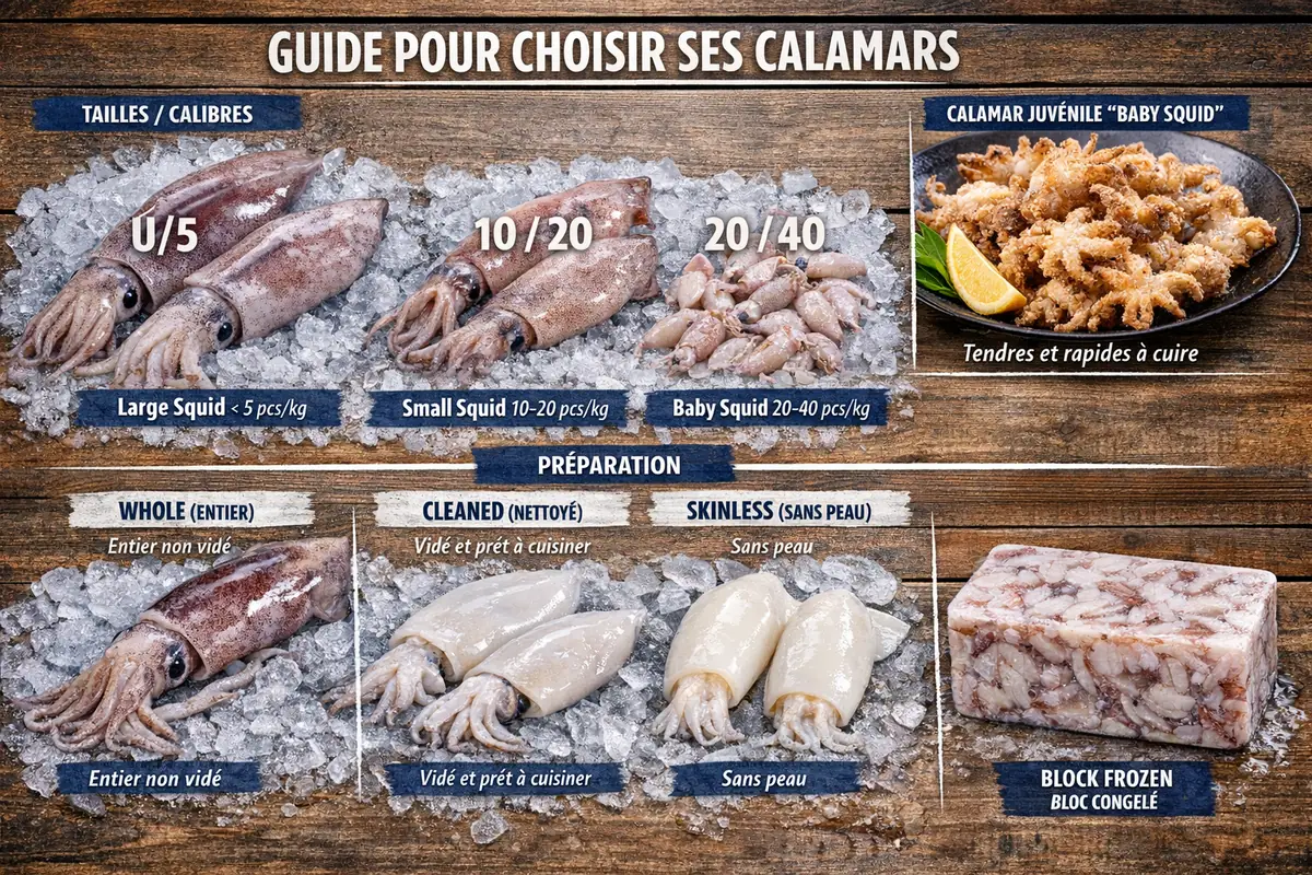 Comment choisir ses calamars : tailles, calibres, préparation et congélation